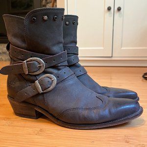 John Fleuvog Black Leather Studded Ankle Boots - Women's Size 11